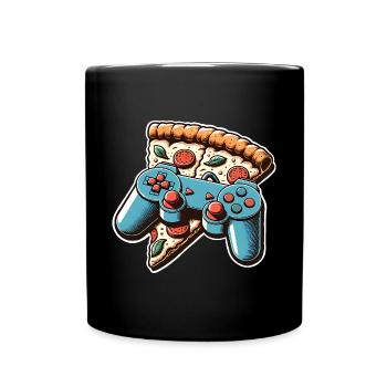 Pizza Gaming Gamer - Tasse einfarbig - Schwarz - Vorne