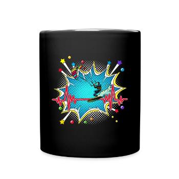 Climbing Pop Art Comic Retro Herzschlag - Tasse einfarbig - Schwarz - Vorne