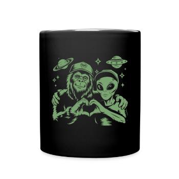 Alien & Bigfoot – Cosmic Friendship - Tasse einfarbig - Schwarz - Vorne