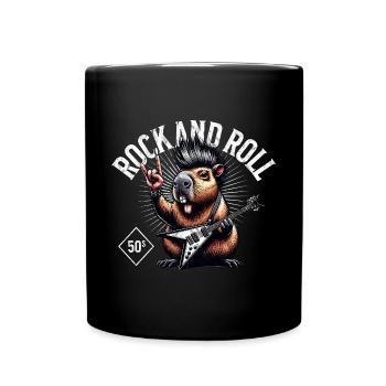 Capybara Rock and Roll Guitariste Guitare électrique - Mug uni - noir - Devant