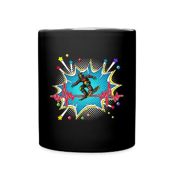 SUP Pop Art Comic Retro Herzschlag - Tasse einfarbig - Schwarz - Vorne