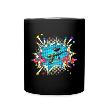 Bowling Pop Art Comic Retro Herzschlag - Tasse einfarbig - Schwarz - Vorne