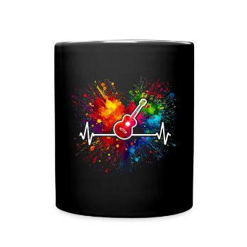 Gitarre Herzschlag - Tasse einfarbig - Schwarz - Vorne