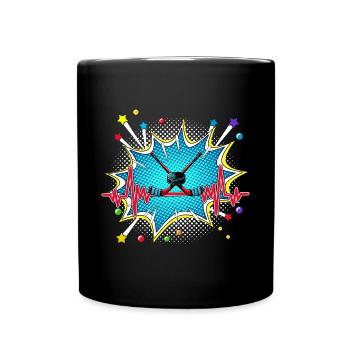 Tischtennis Pop Art Comic Retro Herzschlag - Tasse einfarbig - Schwarz - Vorne
