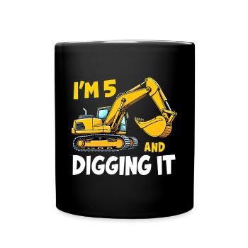 I`M 5 And Digging It - 5 Jahre, 5. Geburtstag - Tasse einfarbig - Schwarz - Vorne