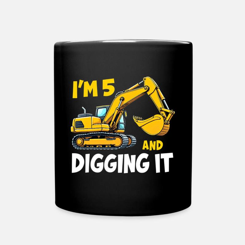 I'M 5 And Digging It - 5 Years, 5th Birthday - Full Colour Mug - black