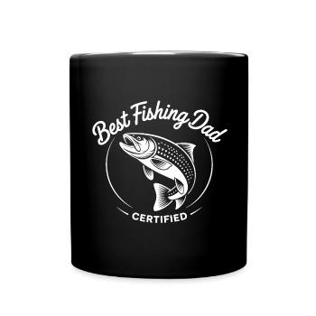 Bester Angelpapa Best Fishing Dad Approved - Tasse einfarbig - Schwarz - Vorne