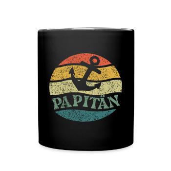 Papa Jeu de mots Capitaine Fête des Pères Papitän - Mug uni - noir - Devant
