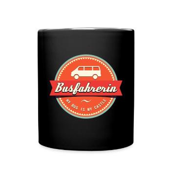 Busfahrerin Retro - Tasse einfarbig - Schwarz - Vorne