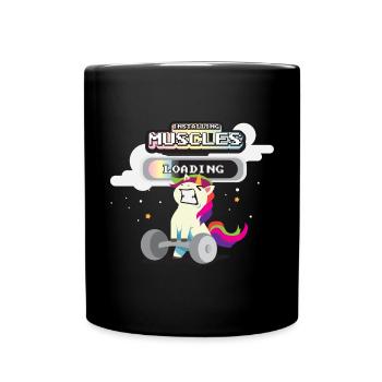 Fitness unicorn rainbow - Full Colour Mug - black - Front