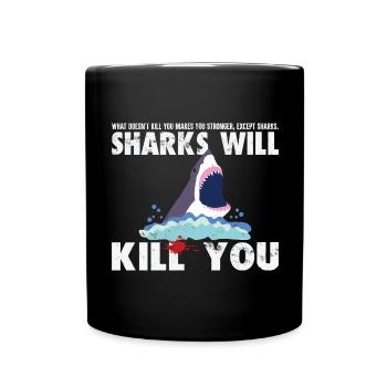 Les requins vont vous tuer drôle - chemise de plongée - Mug uni - noir - Devant