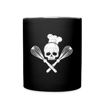 Crâne cuisinier | Tête de mort - Mug uni - noir - Devant