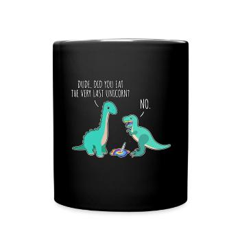 Lustiger Dino Einhorn Comic Dinosaurier T-Rex - Tasse einfarbig - Schwarz - Vorne