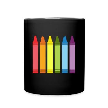 Bundstifte LGBT Gay Pride CSD Regenbogen - Tasse einfarbig - Schwarz - Vorne