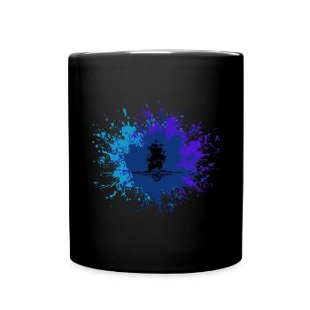 Blaue See Schiff Segelboot - Tasse einfarbig - Schwarz - Vorne
