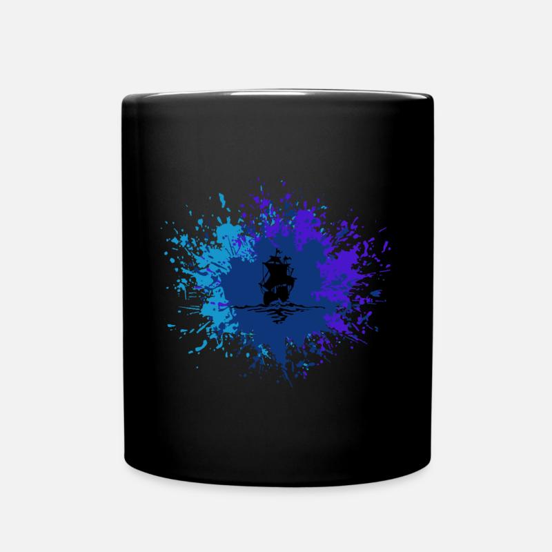 Blaue See Schiff Segelboot - Tasse einfarbig - Schwarz