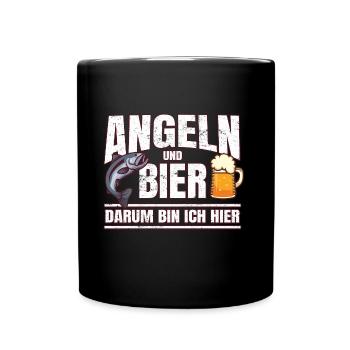 Angeln Und Bier Angler Biertrinker Spruch - Tasse einfarbig - Schwarz - Vorne