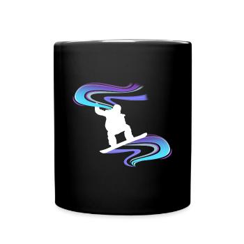 Snowboard Snowboarder Wirbel Weiß - Tasse einfarbig - Schwarz - Vorne