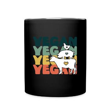 Vegan Veganer Veganerin Hippie - Tasse einfarbig - Schwarz - Vorne