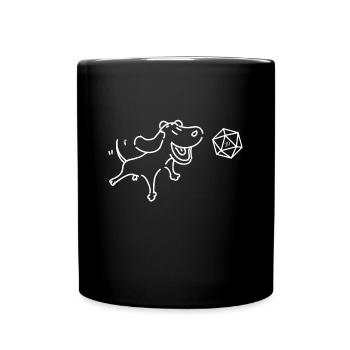 Netter Hund mit polyedrischem D20 Würfel Tabletop-Rollenspiel - Tasse einfarbig - Schwarz - Vorne