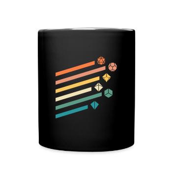 Retro Polyhedral Dice Set Tabletop RPG - Full Colour Mug - black - Front