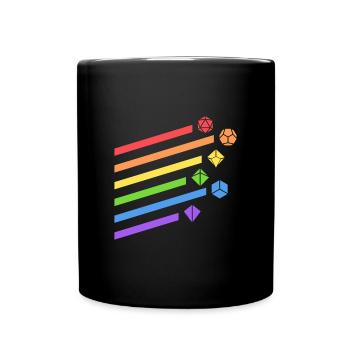 Rainbow Polyhedral Dice Set Tabletop RPG - Full Colour Mug - black - Front