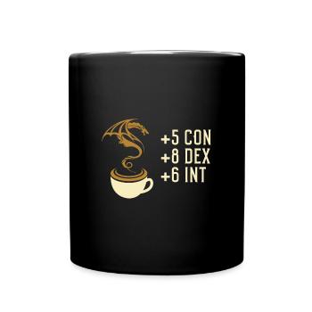 Coffee Stats Tabletop RPG Gaming - Full Colour Mug - black - Front