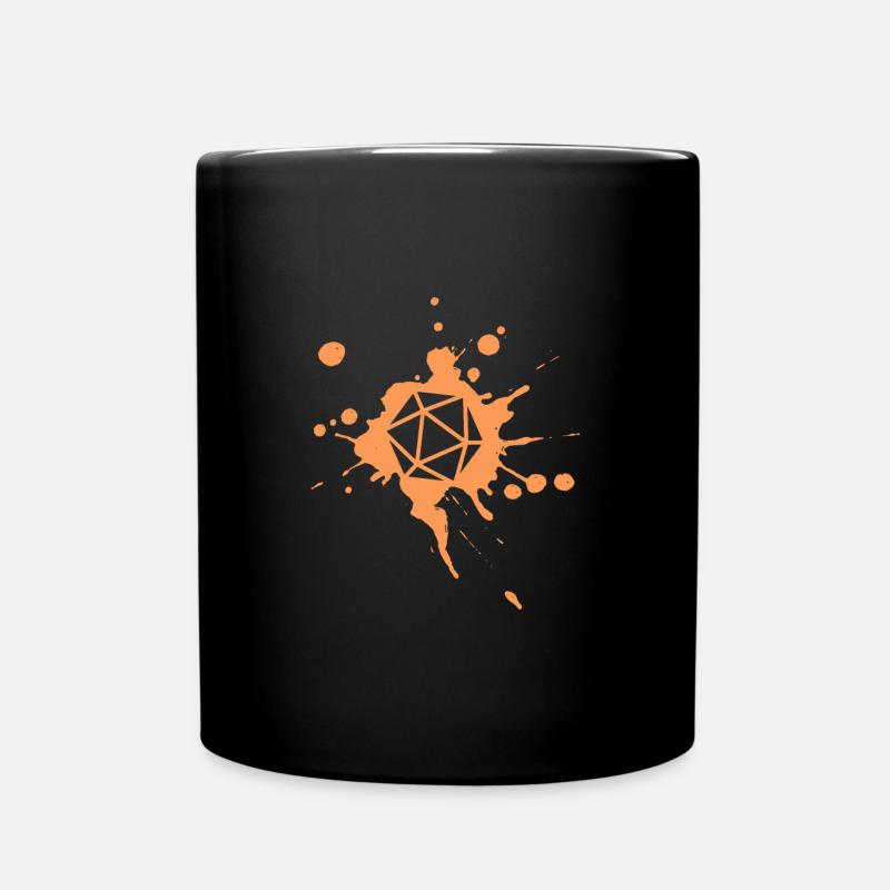 Polyedrischer D20 Würfelfarbenspritzer - Tasse einfarbig - Schwarz