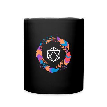 Colorful Boho D20 Dice Tabletop RPG - Full Colour Mug - black - Front