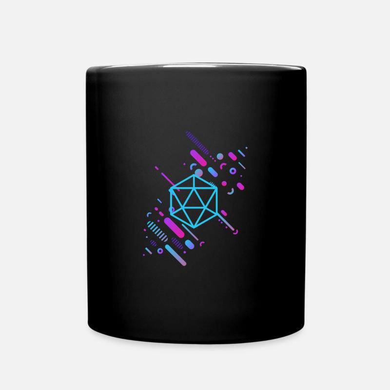 Bunte Funky Polyeder D20 Würfel Retro - Tasse einfarbig - Schwarz