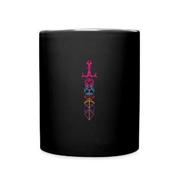 Synthwave Polyhedral D20 Dice Tabletop RPG - Full Colour Mug - black - Front