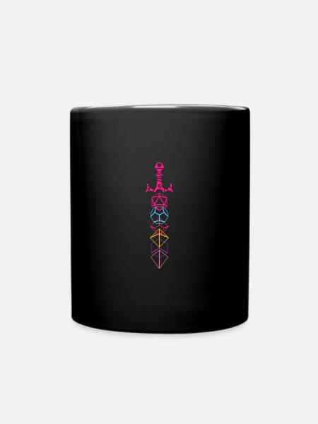 Synthwave Polyhedral D20 Dice Tabletop RPG - Full Colour Mug - black