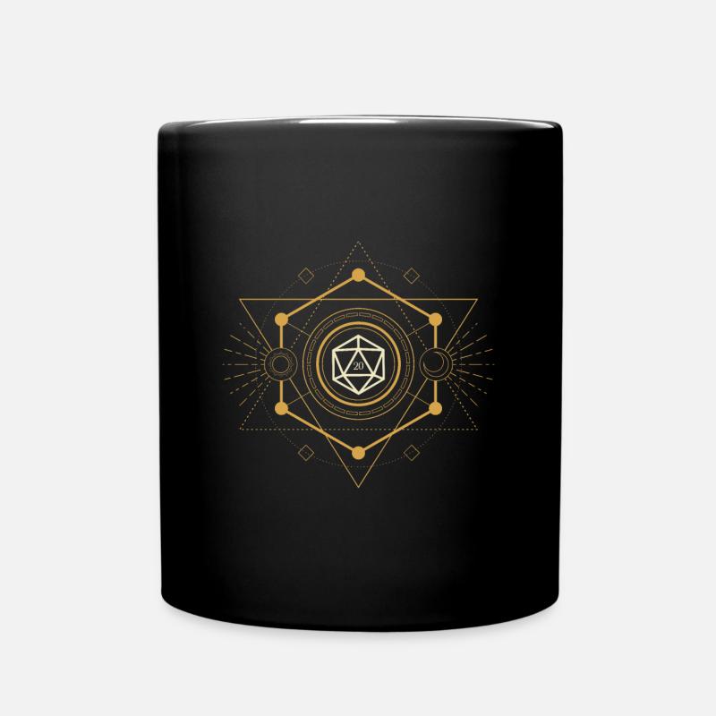 Esoterische polyedrische D20 Würfel der Hexe - Tasse einfarbig - Schwarz