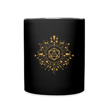 Polyhedral D20 Dice Monogram Tabletop RPG - Full Colour Mug - black - Front