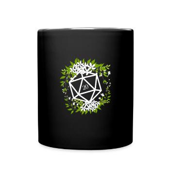 Druids Floral Polyhedral D20 Dice Flowers - Full Colour Mug - black - Front