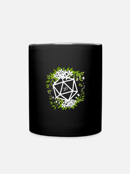 Druids Floral Polyhedral D20 Terningblomster - Ensfarvet krus - sort