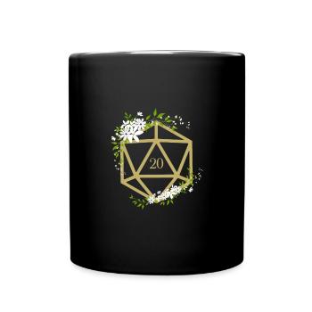 Floral Polyhedral D20 Dice of the Druid - Full Colour Mug - black - Front