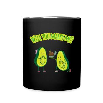 Avocado Heiratsantrag - Antrag Hochzeit - Tasse einfarbig - Schwarz - Vorne