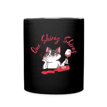 Que Shiraz Betrunkene Katze Weinliebhaber Shirt - Tasse einfarbig - Schwarz - Vorne