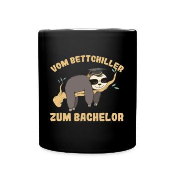 Bachelor Abschluss Uni Faultier Geschenk lustig - Tasse einfarbig - Schwarz - Vorne