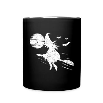Sorcière avec la pleine lune baignée de la sorcière - Mug uni - noir - Devant
