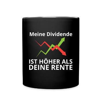 Dividende vs Rente I Börse Aktien - Tasse einfarbig - Schwarz - Vorne