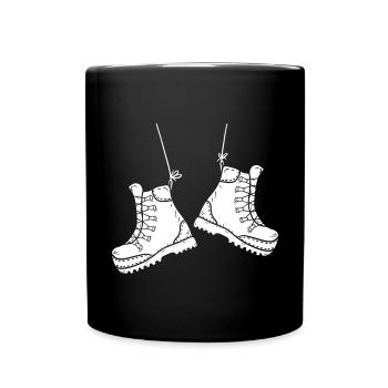 Wanderstiefel Wandern Camping Abenteuer Trekking - Tasse einfarbig - Schwarz - Vorne