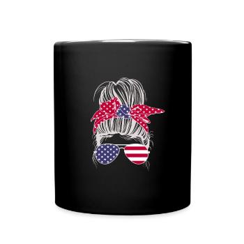 Messy Bun USA - Tasse einfarbig - Schwarz - Vorne