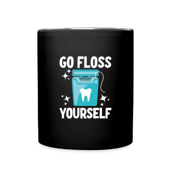 Go Floss Yourself Dentist - Full Colour Mug - black - Front