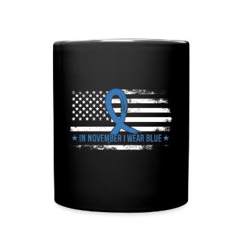 Im November trage ich Blau - Tasse einfarbig - Schwarz - Vorne