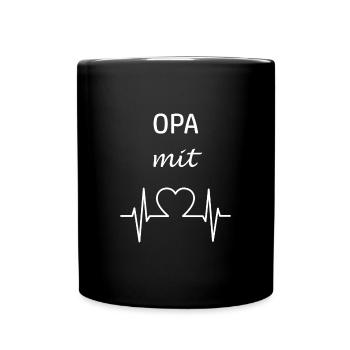 Opa mit Herz - Tasse einfarbig - Schwarz - Vorne