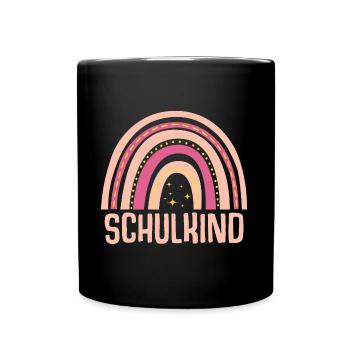 Regenbogen Schulkind Schulanfang Mädchen - Tasse einfarbig - Schwarz - Vorne