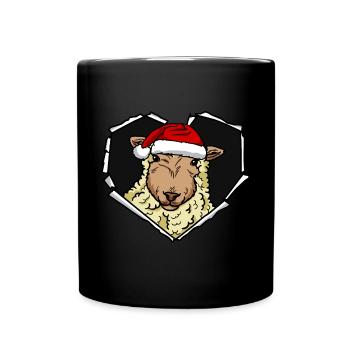 Schaf Riss zerrissen Lochmütze - Tasse einfarbig - Schwarz - Vorne