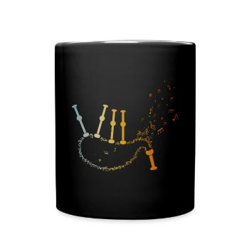Dudelsack Sackpfeife Musiknoten Dudelsackspieler - Tasse einfarbig - Schwarz - Vorne